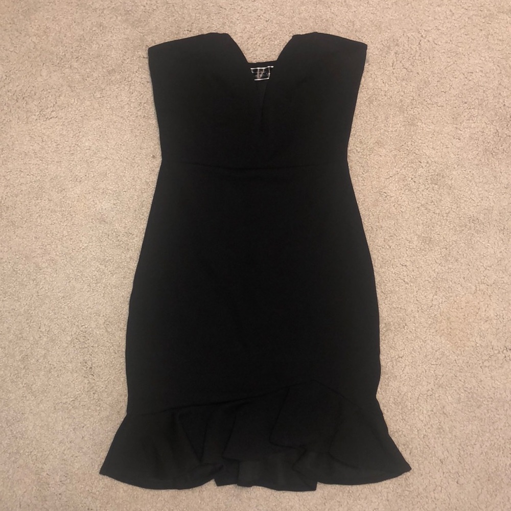 Strapless black minidress